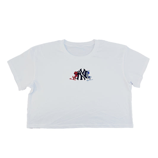 NY Yankees Demon/Angel Women's Crop Tee